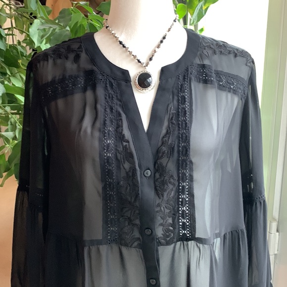LC Lauren Conrad Tops - LC Lauren Conrad Sheer Black Top Sz XL
